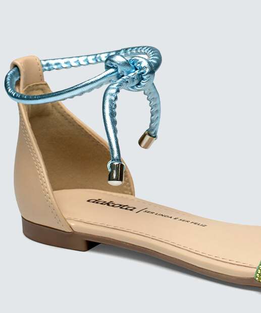 Sandália Feminina Rasteira Strass Amarração Dakota 