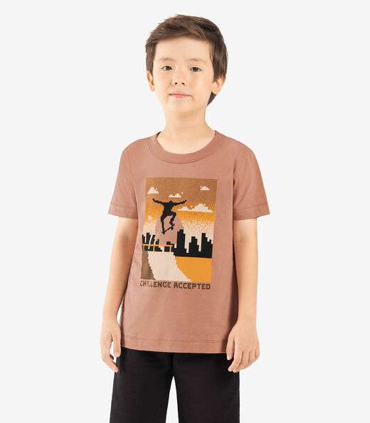 Camiseta Infantil Manga Curta Rovi Kids Marrom