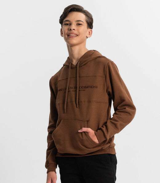 Blusão Juvenil Masculino Com Capuz Minty Marrom