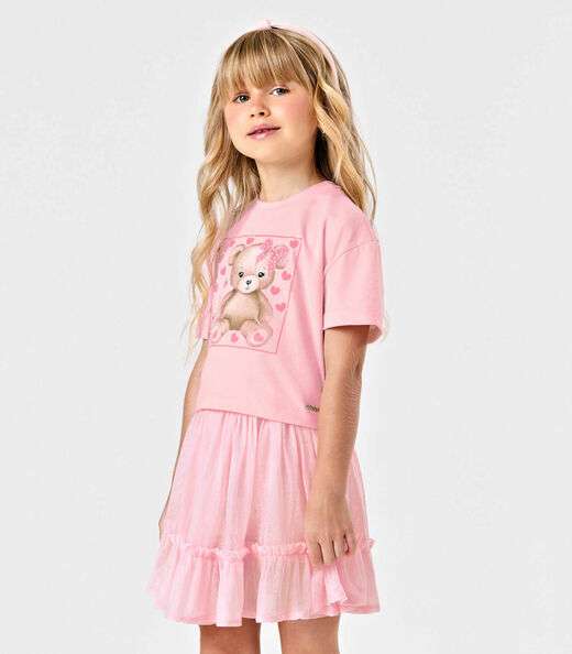 Image_Conjunto Menina Blusa Com Shorts Saia Trick Nick Rosa