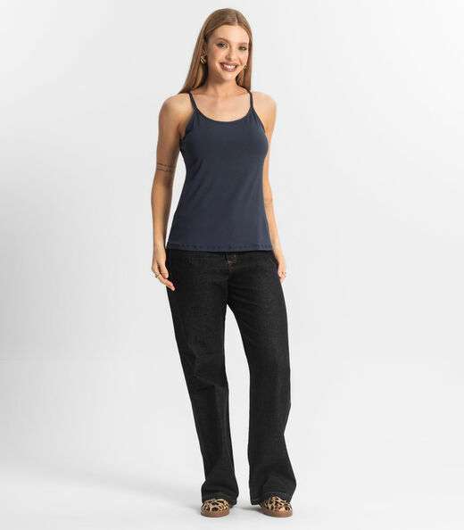 Blusa Feminina de Alças Básica Rovitex Azul