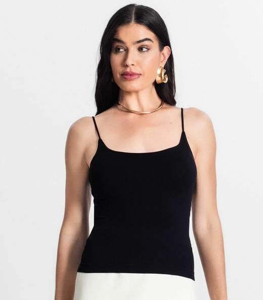 Blusa Feminina De Alça Poliamida Style Box Preto