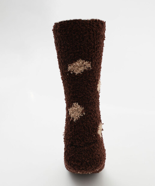 Meia Feminina Cano Longo Chenille Urso Marisa Marrom