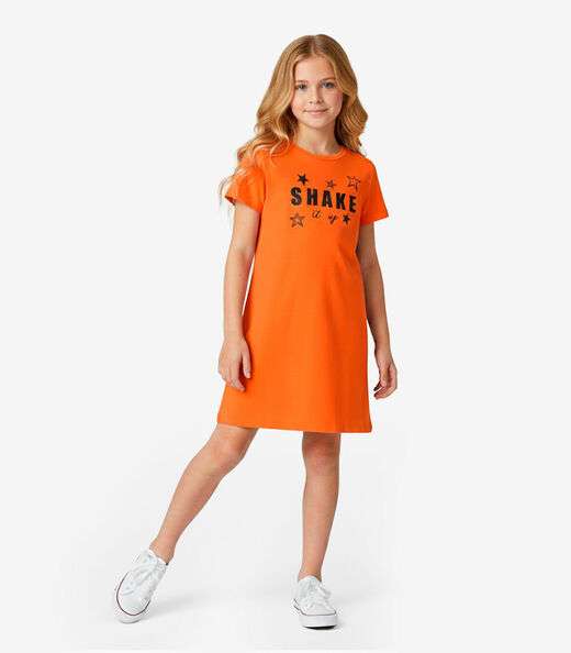 Vestido Feminino Infantil em Molecotton Select Laranja