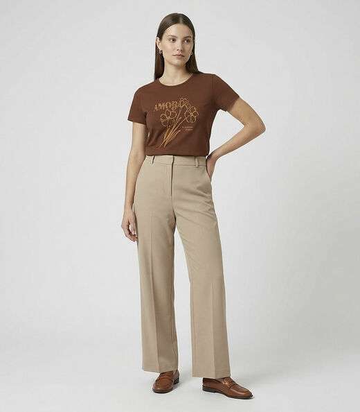 Image_Blusa Feminina Manga Curta Estampada Select Marrom