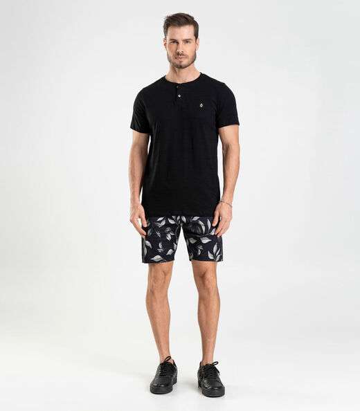 Camiseta Meia Malha Flamê Masculina Diametro Preto