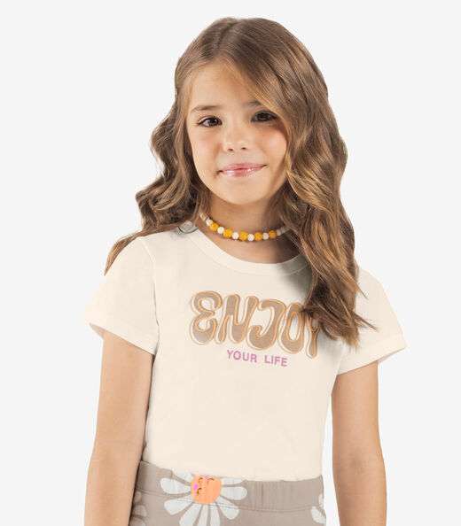 Conjunto Blusa Com Shorts Saia Rovi Kids Bege