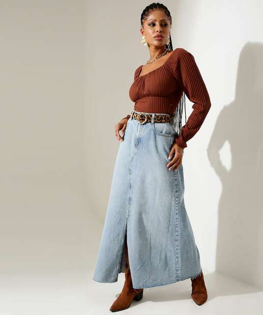 Blusa Feminina Franzida Manga Longa 