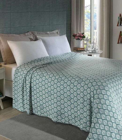 Image_Manta Flannel Casal Lar E Lazer Verde