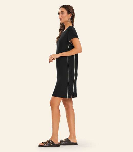Vestido Curto Molecotton de Viscose Rovitex Preto