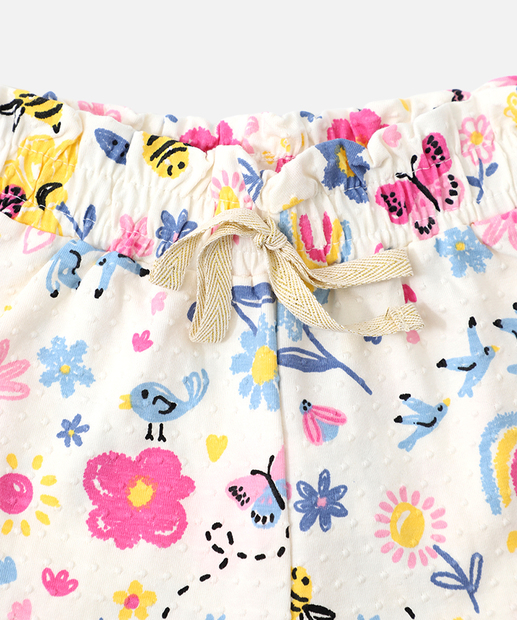 Short Infantil Estampado Bolsos Marisa Tam 1 a 3 Off White