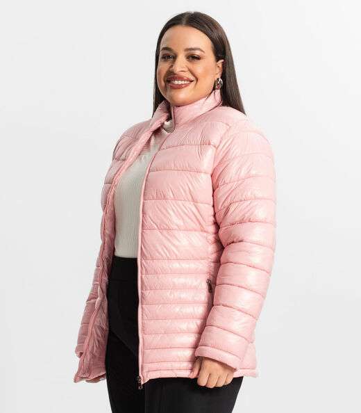 Jaqueta Plus Size Microfibra Secret Glam Rosa