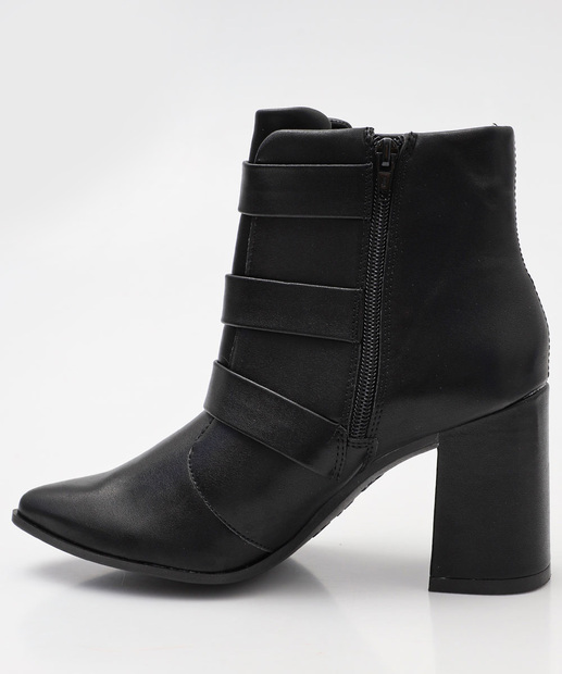 Bota Feminina Cano Curto Fivela Via Uno 954002 Preto