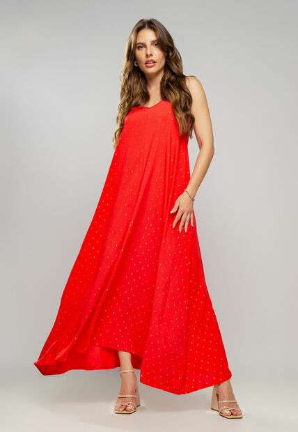 Image_Vestido Midi Viscose Com Lurex Com Amarração Vermelho Salvatore Fashion