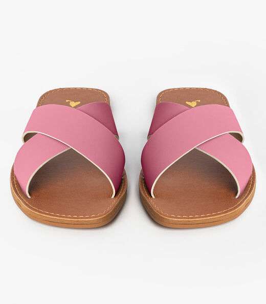 Sandália Rasteirinha Com Tiras Largas Select Rosa