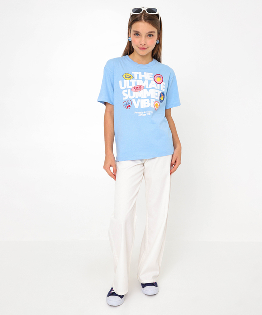 Camiseta Juvenil Estampada Marisa Tam 10 a 16 Azul