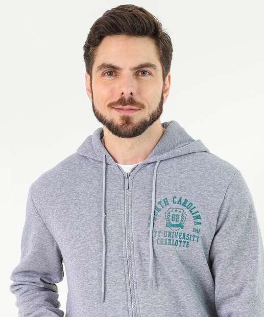 Casaco Masculino Moletom Capuz Marisa Cinza