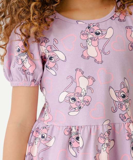 Vestido Infantil Estampa Angel Disney Tam 4 a 10