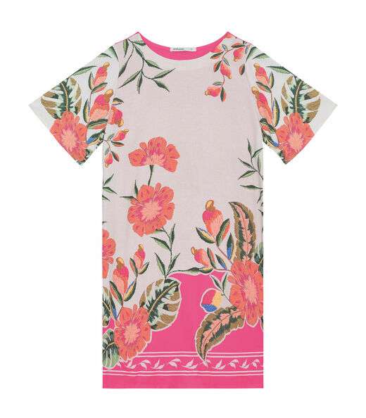 Vestido Curto De Poly Light Estampado Endless Rosa