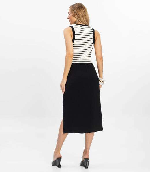 Saia Super Midi Visco Maquinetada Rovitex Preto