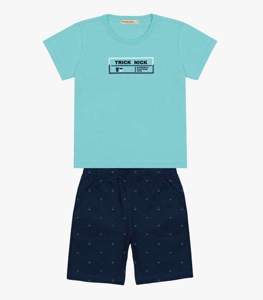 Image_Conjunto Infantil Camiseta Com Bermuda Trick Nick Azul