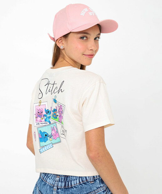 Image_Blusa Juvenil Cropped Stitch Disney Tam 10 a 16 Bege