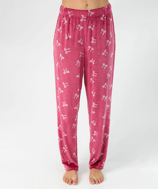 Pijama Feminino Plush Estampa Laços Marisa Rosa