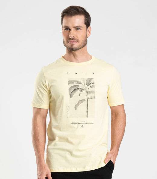 Camiseta Meia Malha Masculina Diametro Amarelo
