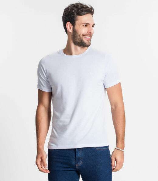 Image_Camiseta Masculina Básica Meia Malha Diametro Branco