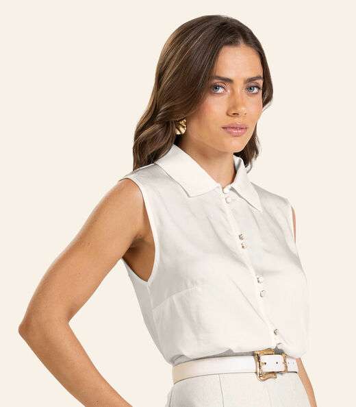 Camisa Gola Polo Feminina Endless Bege