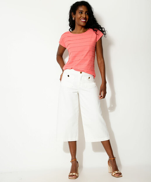 Blusa Feminina Textura Manga Curta 