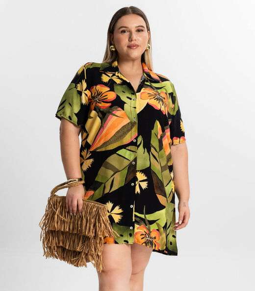 Image_Vestido Chemise Curto Plus Size Secret Glam Preto