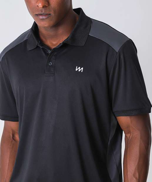 Camiseta Polo Masculina Fitness Marisa Preto