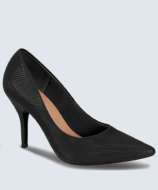 Scarpin Feminino Salto Fino Verniz Textura Beira Rio