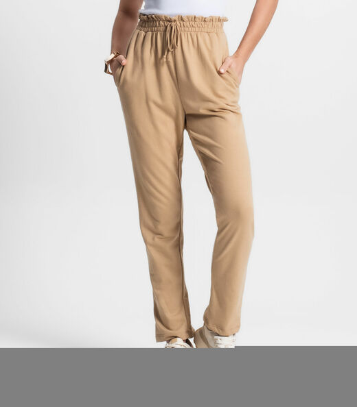Calça Feminina Reta Moletinho Com Bolso Select Marrom