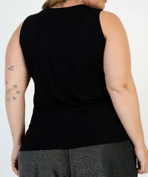 Blusa Regata Plus Size Feminina Botões Amarração 