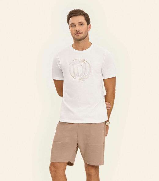 Camiseta em Meia Malha Masculina Diametro Bege