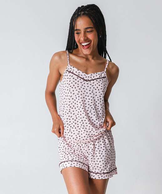 Image_Pijama Feminino Estampa Flores Alças Finas Marisa Rosa