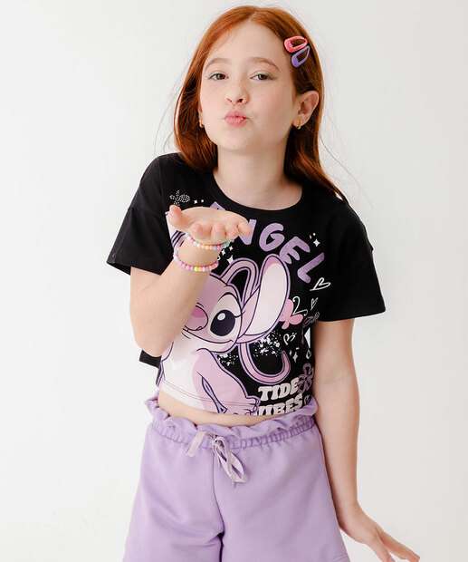 Blusa Infantil Angel Stitch Disney Tam 4 a 10