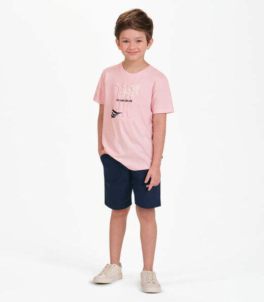 Conjunto Camiseta com Bermuda Menino Trick Nick Rosa