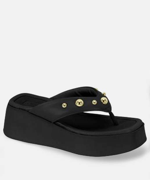 Image_Tamanco Feminino Flatform Tachas Beira Rio Preto