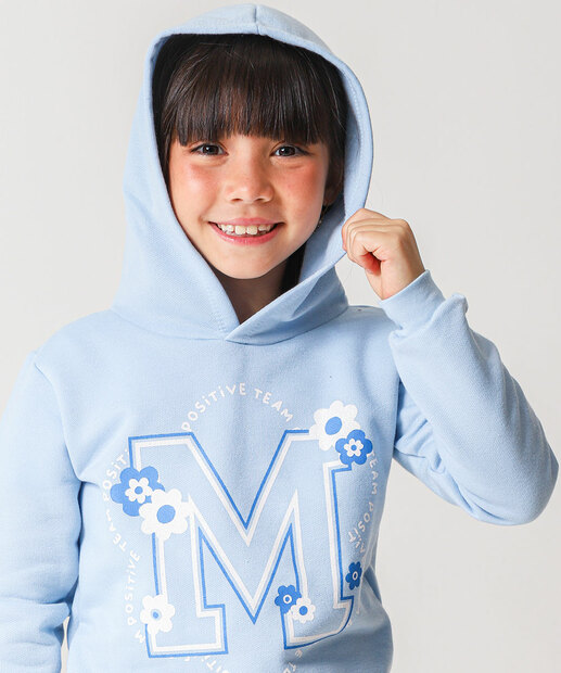 Blusão Infantil Moletom Capuz Marisa Tam 4 a 10 Azul