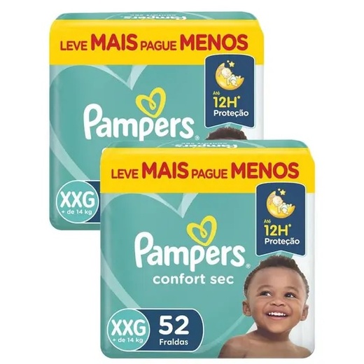 Image_Kit 2 Fraldas Pampers Confort Sec Xxg 52 Unidades cada