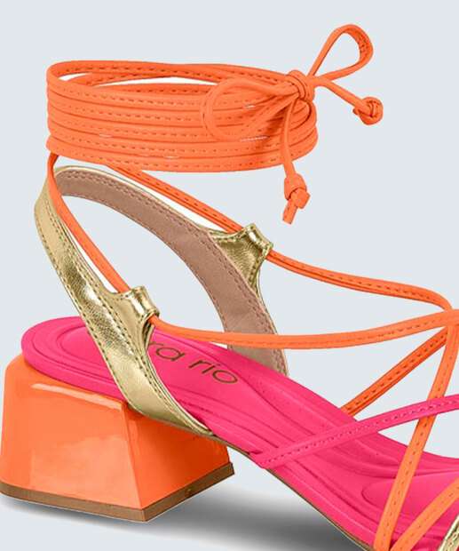 Sandália Salto Grosso Feminina Amarração Beira Rio