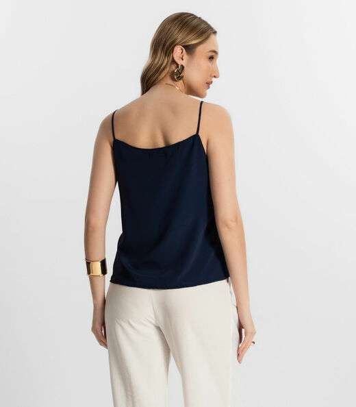 Blusa De Alça Tecido Crepe Marrocos Endless Azul