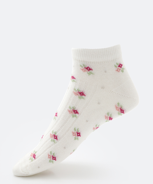 Kit 3 Pares Meias Cano Curto Feminina Estampada Marisa 