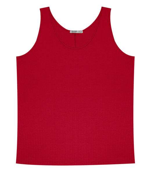 Regata Plus Size Em Ribana Canelada Secret Glam Vermelho