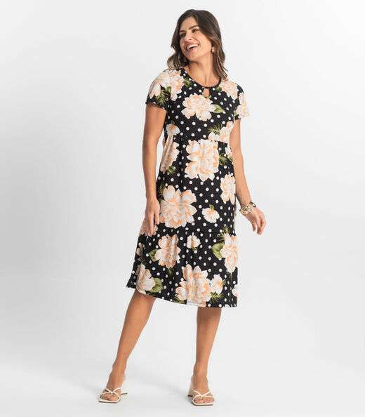 Image_Vestido Midi Feminino Estampado Select Preto