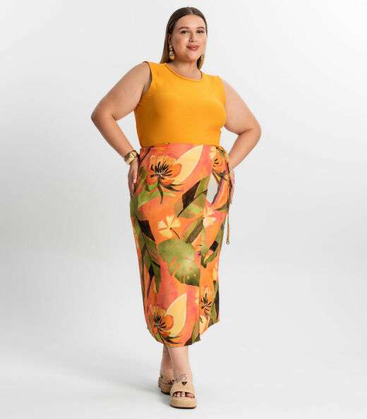 Regata Feminina Plus Size Secret Glam Amarelo
