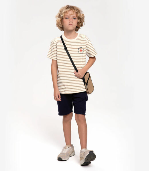 Conjunto Infantil Masculino Listrado Trick Nick Bege
